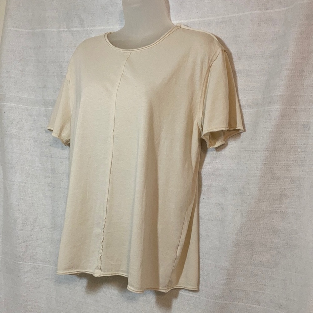 Earthbound Raw Hem Ivory T-Shirt Size Small